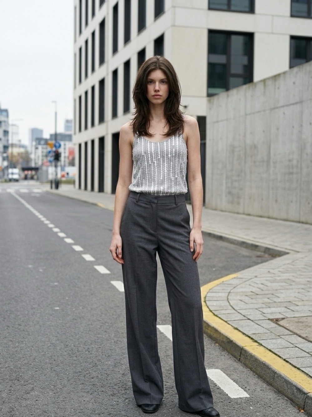 Joe's Jeans Silver Sequin Scoop Neck Tank Top